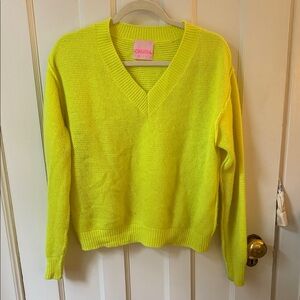 Crush Vibrant Yellow cashmere V-Neck Sweater